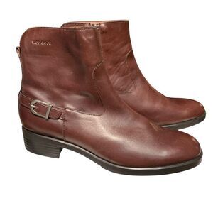 Wonders Fly Leather Chelsea Boot Ankle Height Brown Buckle Block Heel Wmn 41/10